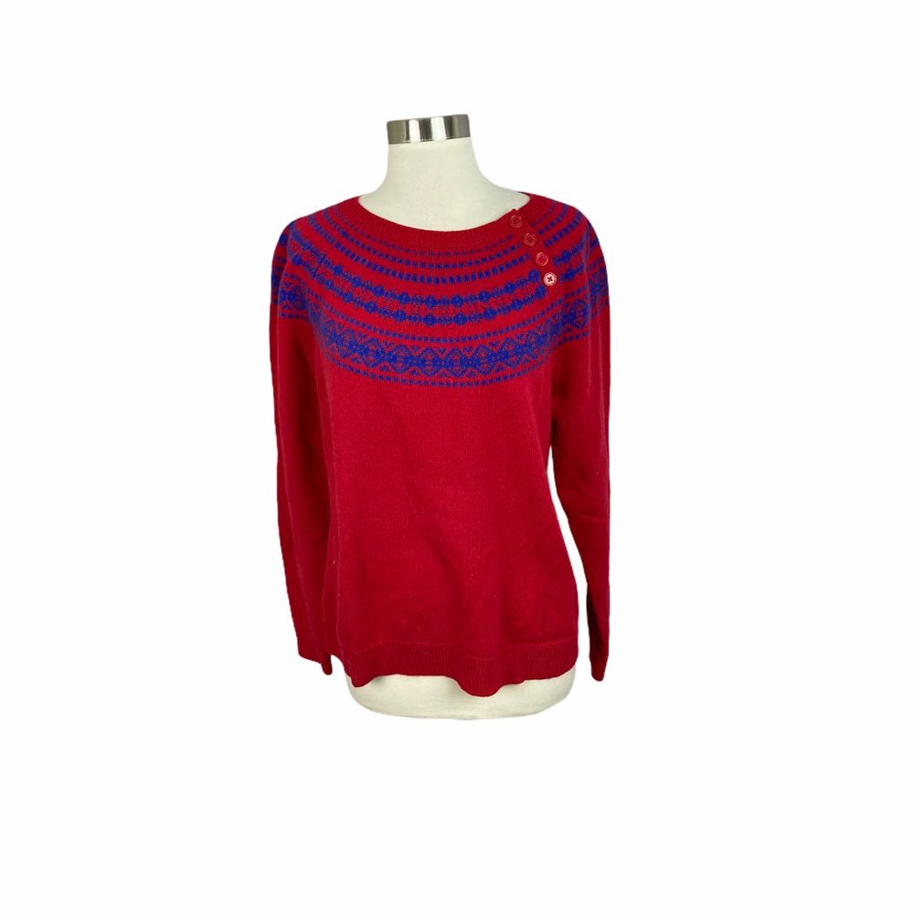 Talbots Nordic Button Detail Pullover Sweater - image 1